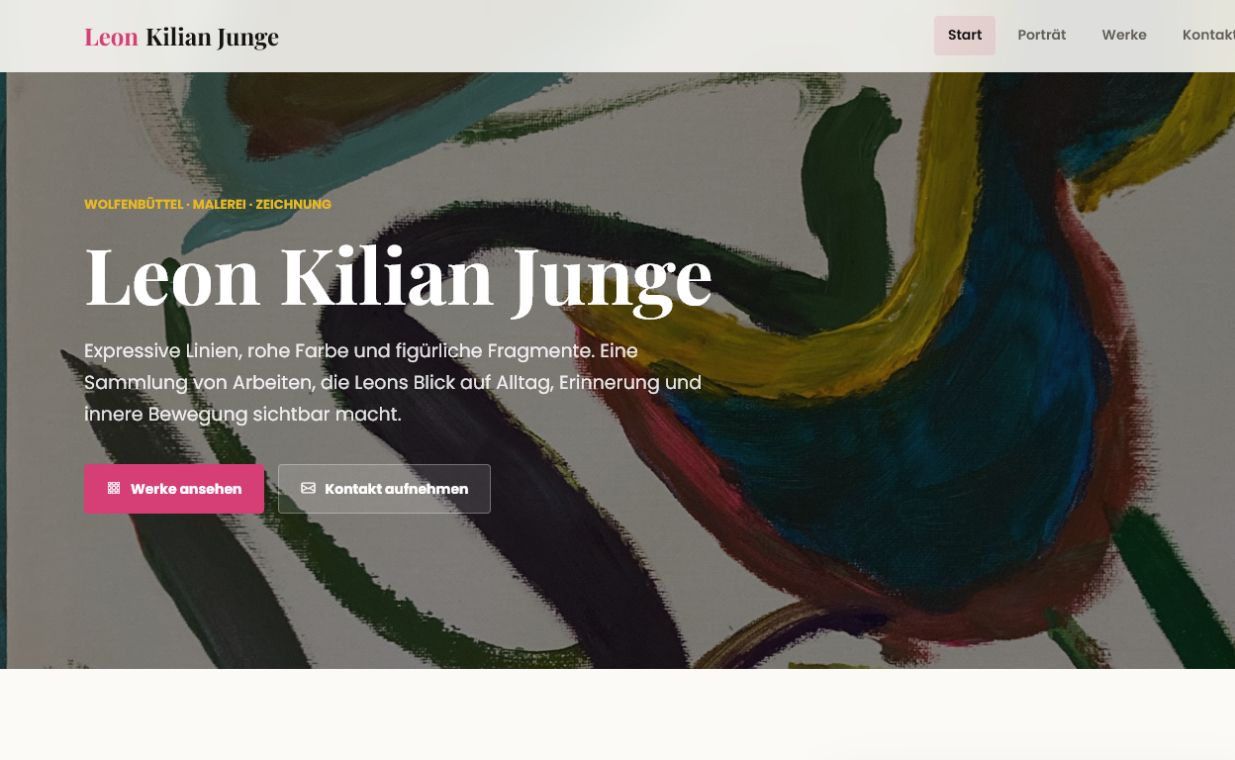 Screenshot der Leon Junge Website